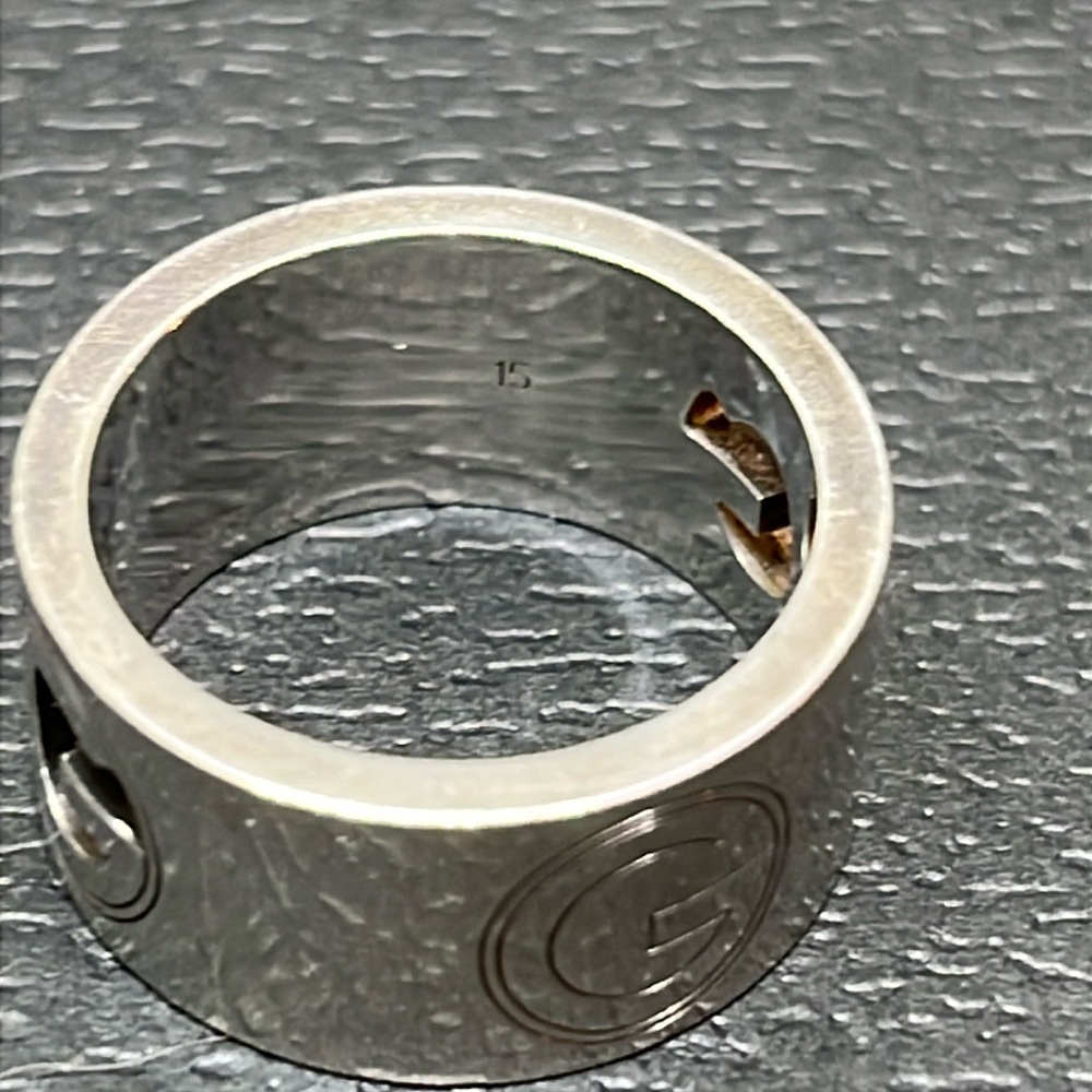 GUCCI SOLID STERLING SILVER G RING SIZE 15 STAMP 71/4 US SIZE. MADE IN ITALY 🇮🇹 - Picture 4 of 9